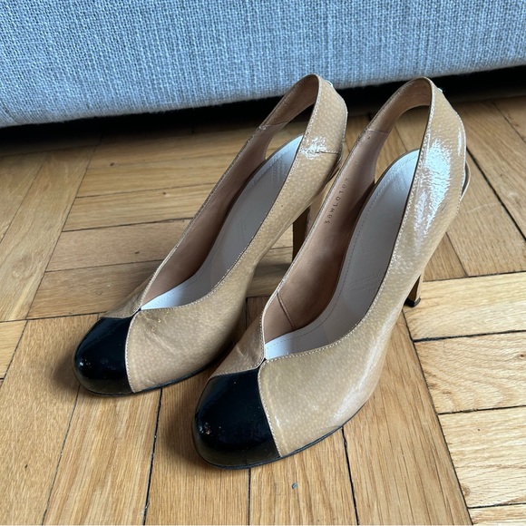 MAISON MARTIN MARGIELA Beige High Heel Black Cap Toe classics sz40 - Picture 2 of 11